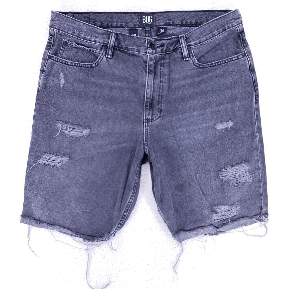 BDG Jean Shorts Denim Cotton Mens SZ 34 Black VTG Straight 90s Slim Y2K